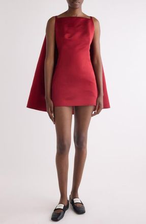 Givenchy Silk Satin Cape Minidress in Dark Red at Nordstrom, Size 10 Us