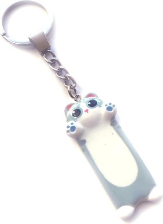 Generic KEYRING - Cat - Resin Pendant. Split Ring. Key Ring. Cute Cartoon Cat Keychain (Teal Blue)