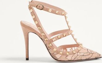Valentino Garavani Rockstud Lace Pump With Straps 100Mm Wo