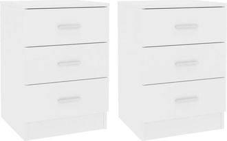 vidaXL Bedside Cabinets 2 pcs White 38x35x56 cm Engineered Wood Vidaxl
