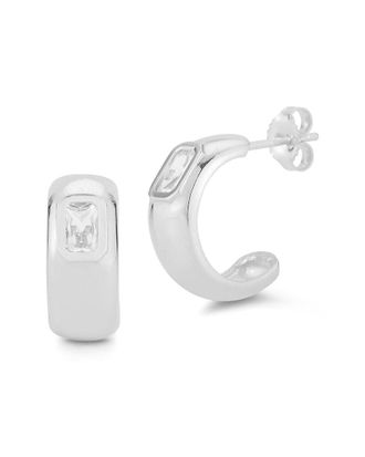 Chloe and Madison Chloe And Madison Jewelry Silver Cz Hoops