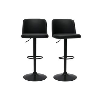 Miliboo Miliboo - Set De 2 Taburetes De Cocina Ajustables De Poliuretano Negro Y Metal Negro Monti
