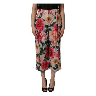 Dolce & Gabbana Cropped Trousers, female, Multicolor, Size: L High Waist Pants