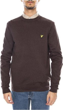 Lyle & Scott Cotton Merino Crew Neck Jumper - Heren - Ronde hals truien - Bruin - S - Katoen - Truien & Vesten