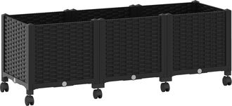 vidaXL Macetero De Jard&iacute;n Con Ruedas Negro 120 X 40 X 44 Cm Pp Vidaxl