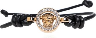 Versace Medusa 95 Crystal Leather Bracelet - Dames - Armbanden - Zwart - ONE Size - Leer - Accessoires
