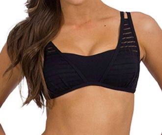Jets By Jessika Allen Parallels D-Cup Overlay Bandeau Bikini Top In Black