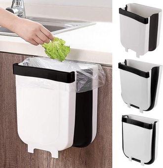 OEM Cubo De Basura Plegable De Pl&aacute;stico De 9 Litros Para Colgar En La Puerta Del Armario De La Cocina, El Ba&ntilde;o, El Coche O El Inodoro