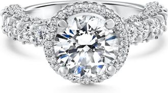 Pompeii3 Certified 3.52Ct Pave Round Diamond Engagement 14k White Gold Lab Grown Size: 7