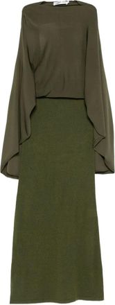Aya Muse Abito lungo con dettaglio mantella - Verde