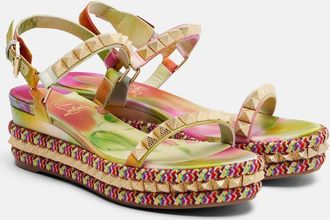 Christian Louboutin Pyra Clou studded floral espadrille wedges