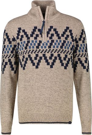 Lerros Norwegerpullover LERROS LERROS Troyer mit Norwegermuster in &Uuml;bergr&ouml;ssen, Herren, Gr. 4XL, beige (tender beige melange), 67% Baumwolle, 33% Polyacryl, 