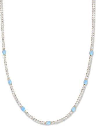 Melinda Maria The Maven Simulated Opal Tennis Necklace in Gold-Blue Opal at Nordstrom, Size 16