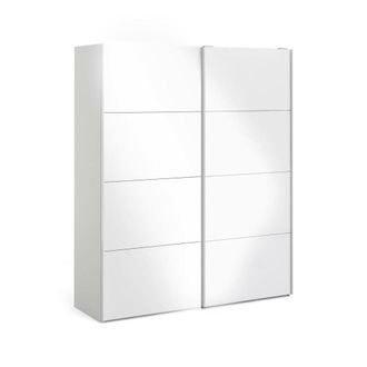 Dmora Dmora - Armario 2 Puertas Paeng, Muebles De Dormitorio, Vestidor, Armario De Ropa, 182x61 H220 Cm, Blanco Brillante