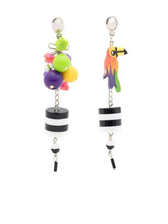 Amir Slama parrot-motif drop earrings - Multicolour