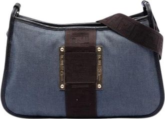Fendi Pre-owned Shoulder Bags, female, Blue, Size: ONE SIZE Pre-owned Denim Crossbody Bag