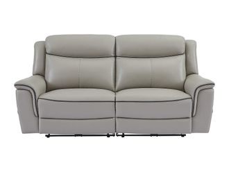 VENTE-UNIQUE.COM Sof&aacute; relax piel 3 plazas gris claro 210x95cm