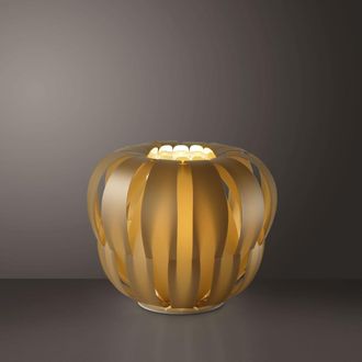 Linea Zero L&aacute;mpara De Mesa New Gold En Metal Blanco Cm. 29x23h