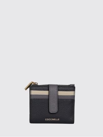 Coccinelle Bifold Wallet in Pebbled Leather with Multicolor Stripes