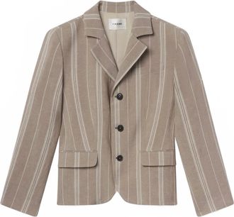 Frame Denim Womens The Linen Smart Blazer In Light Camel Multi