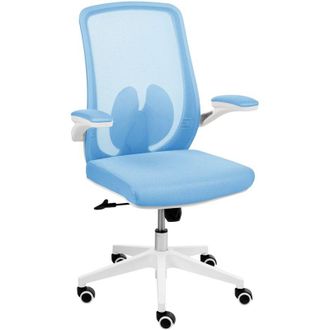 Beliani Office Chair Light Blue Mesh Swivel Base Adjustable Height Lift-Up Armrests Home Office Modern OVERLORD