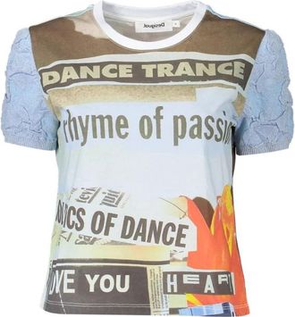 Desigual Cotton T-Shirt - Dames - T-shirts - Veelkleurig - L - Katoen - Tops