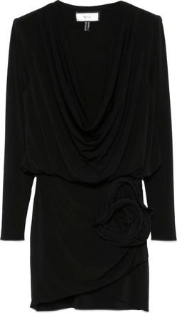 Nissa floral-appliqu&eacute; mini dress - Black