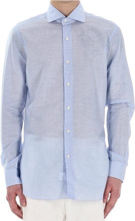 Barba Heldere Blauwe Maatwerk Overhemd - Heren - Casual Overhemden - Blauw - 2XL - Katoen - Overhemden
