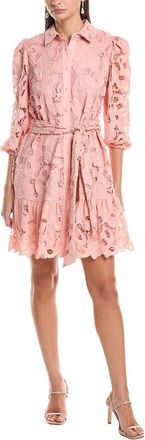 Anne Klein Scalloped Hem Tiered Lace Shirtdress