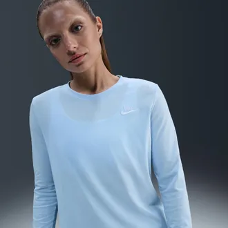 Nike Womens Nike Sportswear Club Long-Sleeve T-Shirt in Blue | HF0780-441