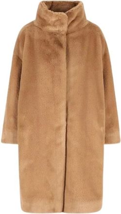 Herno Jas in zacht imitatiebont - Dames - Parka Jassen - Bruin - XS - Katoen - Jassen
