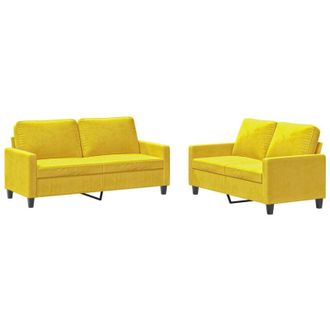 vidaXL Juego De Sof&aacute;s Con Cojines 2 Piezas Terciopelo Amarillo Vidaxl