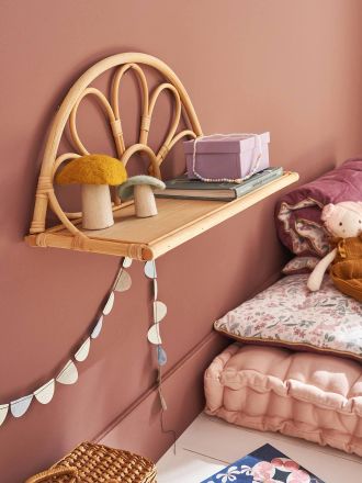 Vertbaudet Kinderzimmer Rattan-Wandregal in Blumenform natur