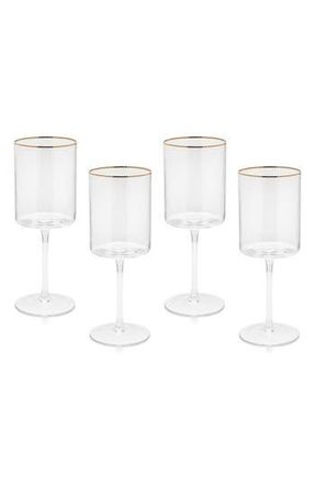 Zodax Optic Set of 4 Wine Glasses in Clear/Gold at Nordstrom Rack