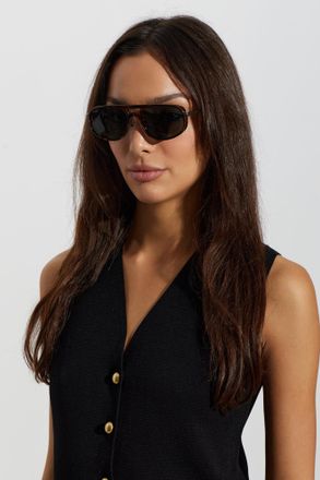 Linda Farrow Calder Sunglasses, Unisex, Brown