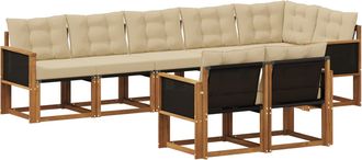 vidaXL Conjunto De Sof&aacute;s De Exterior 8 Uds. Natural Y Beige Vidaxl