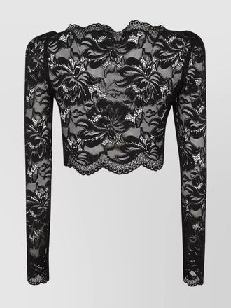 Paco Rabanne floral lace cropped long-sleeve top