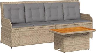 vidaXL Set Muebles De Jard&iacute;n 3 Piezas Y Cojines Rat&aacute;n Sint&eacute;tico Beige Vidaxl