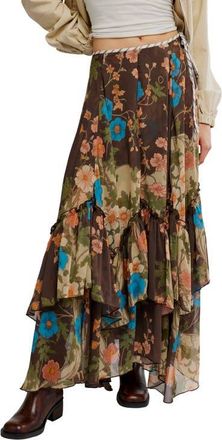 Free People Palermo Villa Chiffon Maxi Skirt in Brown Combo at Nordstrom, Size 2