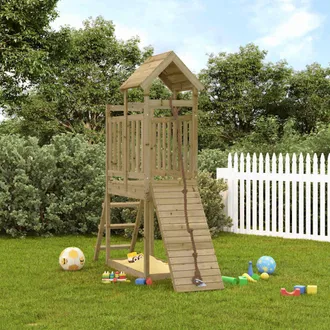 vidaXL Casa De Juegos Con Pared Escalada De Madera Impregnada De Pino Vidaxl