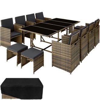 TecTake Garden Table & Chairs Palma in Natural | Size: 3XL