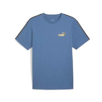 Puma T-Shirt PUMA ESS TAPE MINIMAL GOLD TEE, Herren, Gr. XXL, blau (blau horizon), Jersey, Obermaterial: 100% Baumwolle, unifarben, regular fit normal, Run