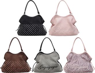 Generic Kexpery Women Faux Suede Tote Bag Embroidery Shoulder Bags for Shopping(Leopard Print)