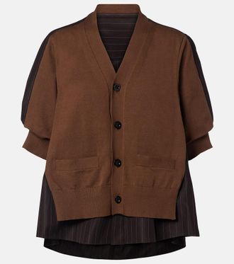 sacai Striped cotton cardigan