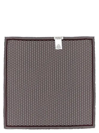 Brunello Cucinelli Silk Geometric Pocket Square - Gray