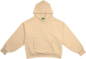 Garment Workshop Geborduurde Hoodie - Heren - Hoodies - Beige - L - Katoen - Hoodies & sweatvesten