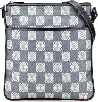 Loewe Pre-owned Womens Logo Print Crossbody Bag - Grey Textile - One Size