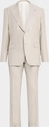 Stefano Ricci Men & apos;s Wool, Silk and Linen Sharkskin Suit
