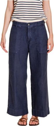 Mason's Dallas Wide Cargo Broek - Dames - Wijde Broeken - Blauw - XS - Katoen - Broeken