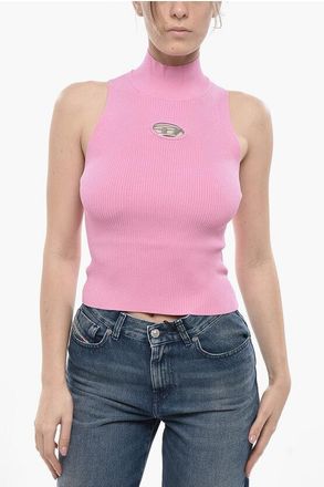 Diesel Ribbed High-Neck Top M-ONERVAX With Cut-Out Detail size M